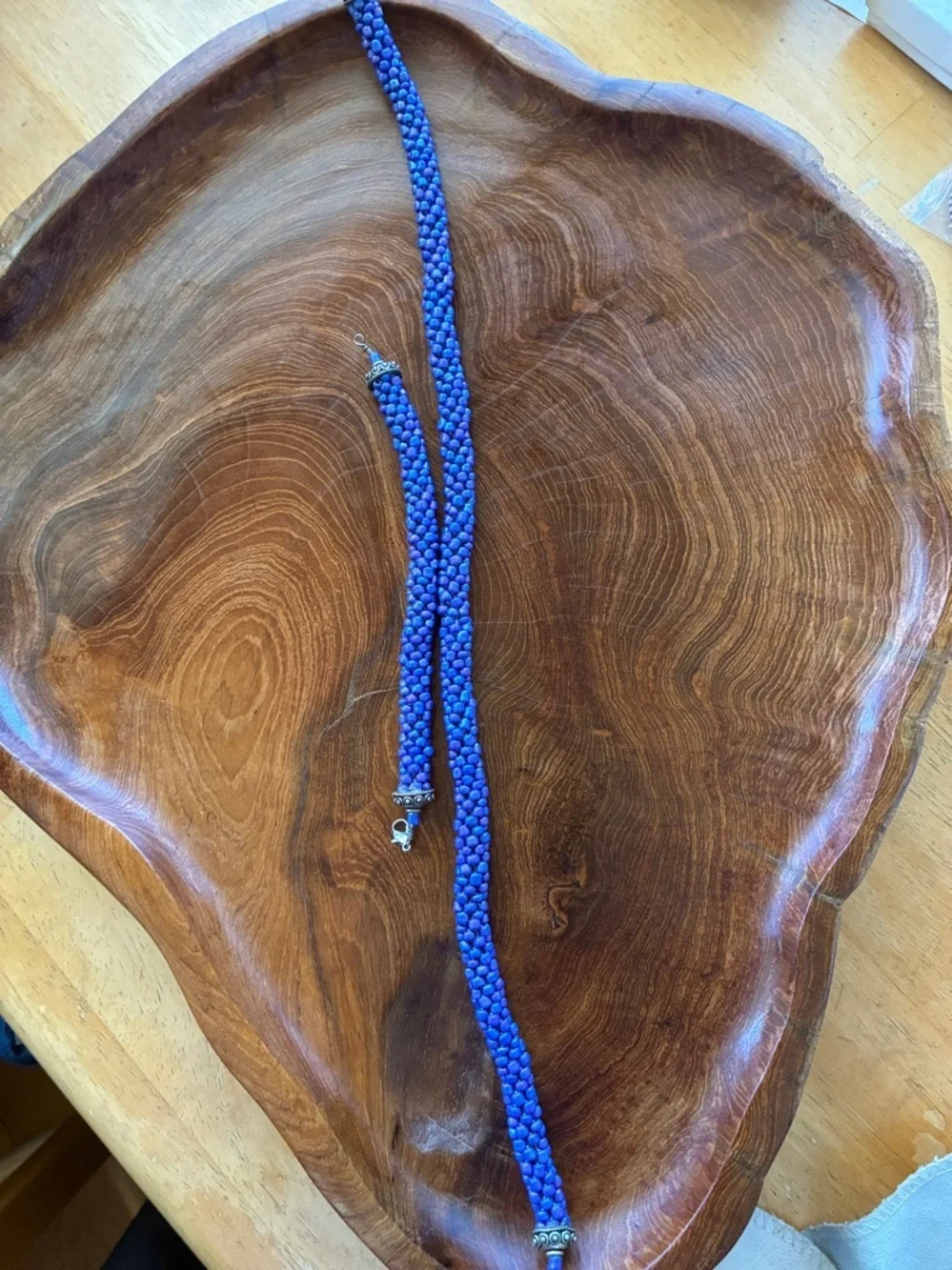Handmade Royal Blue Beaded Necklace and Bracelet Set